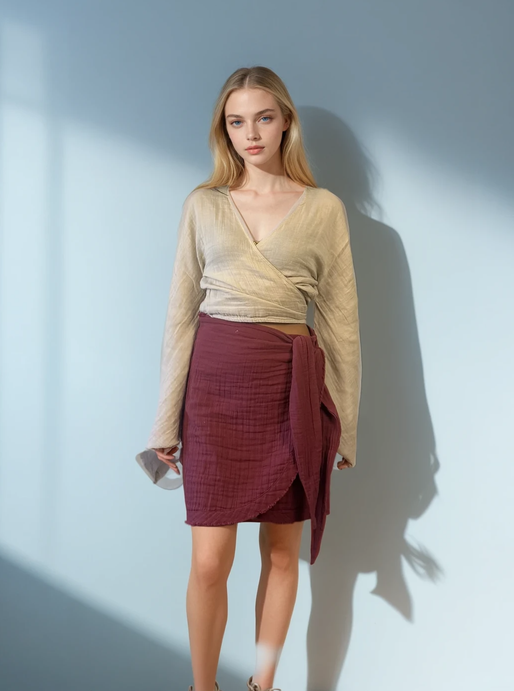 Hafif ve nefes alabilen pamuklu müslin kumaş
Özgün parça boyama deseni
Akıcı ve zarif kesim
Günlük ve özel kombinlere uygun kullanım